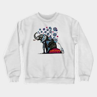 Elephant and Cattle Egret with Shweshwe bubbles Crewneck Sweatshirt